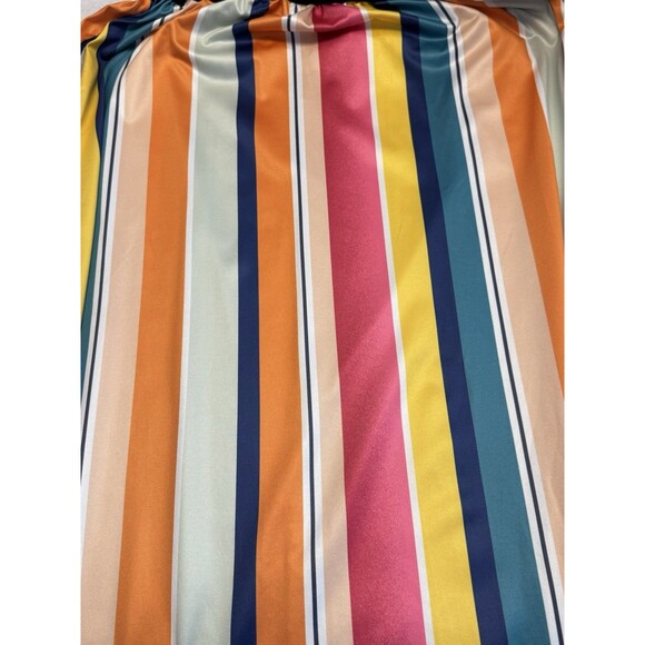 OUGES Women's Striped Summer Maxi Dress Adjustable Straps Size M Side Pockets - Picture 9 of 10